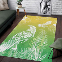 Aotearoa Maori Mahuru Tui With Pikawakawa Area Rug Spring Time LT7 Green - Polynesian Pride