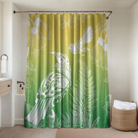 Aotearoa Maori Mahuru Tui With Pikawakawa Bathroom Set Spring Time LT7 Shower Curtain Only Green - Polynesian Pride