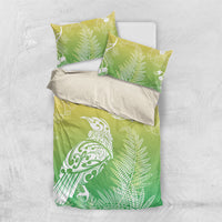 Aotearoa Maori Mahuru Tui With Pikawakawa Bedding Set Spring Time LT7 US Twin 172cm x 218cm Green - Polynesian Pride