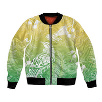 Aotearoa Maori Mahuru Tui With Pikawakawa Bomber Jacket Spring Time LT7 Unisex Green - Polynesian Pride