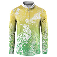 Aotearoa Maori Mahuru Tui With Pikawakawa Button Sweatshirt Spring Time LT7 Green - Polynesian Pride