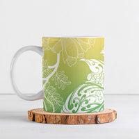 Aotearoa Maori Mahuru Tui With Pikawakawa Ceramic Mug Spring Time LT7 Green - Polynesian Pride