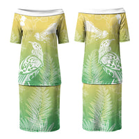 Aotearoa Maori Mahuru Tui With Pikawakawa Couples Matching Puletasi and Long Sleeve Button Shirt Spring Time LT7 - Polynesian Pride