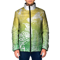 Aotearoa Maori Mahuru Tui With Pikawakawa Padded Jacket Spring Time LT7 Men Green - Polynesian Pride