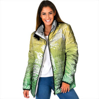 Aotearoa Maori Mahuru Tui With Pikawakawa Padded Jacket Spring Time LT7 Women Green - Polynesian Pride