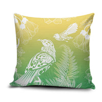 Aotearoa Maori Mahuru Tui With Pikawakawa Pillow Cover Spring Time LT7 Green - Polynesian Pride