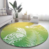 Aotearoa Maori Mahuru Tui With Pikawakawa Round Carpet Spring Time LT7 - Polynesian Pride