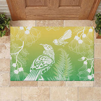 Aotearoa Maori Mahuru Tui With Pikawakawa Rubber Doormat Spring Time LT7 Green - Polynesian Pride