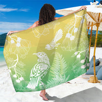 Aotearoa Maori Mahuru Tui With Pikawakawa Sarong Spring Time LT7 One Size 44 x 66 inches Green - Polynesian Pride