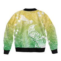 Aotearoa Maori Mahuru Tui With Pikawakawa Sleeve Zip Bomber Jacket Spring Time LT7 - Polynesian Pride