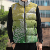 Aotearoa Maori Mahuru Tui With Pikawakawa Sleeveless Puffer Jacket Spring Time LT7 - Polynesian Pride