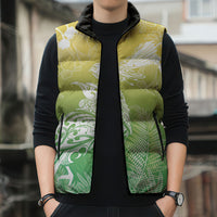 Aotearoa Maori Mahuru Tui With Pikawakawa Sleeveless Puffer Jacket Spring Time LT7 - Polynesian Pride