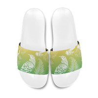 Aotearoa Maori Mahuru Tui With Pikawakawa Slide Sandals Spring Time LT7 Green - Polynesian Pride