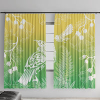 Aotearoa Maori Mahuru Tui With Pikawakawa Window Curtain Spring Time LT7 With Hooks Green - Polynesian Pride