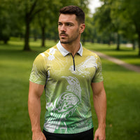 Aotearoa Maori Mahuru Tui With Pikawakawa Zipper Polo Shirt Spring Time LT7 - Polynesian Pride