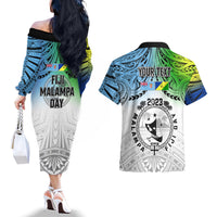personalised-malampa-fiji-day-couples-matching-off-the-shoulder-long-sleeve-dress-and-hawaiian-shirt-gradient-style