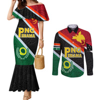 Personalised Penama and Papua New Guinea Day Couples Matching Mermaid Dress and Long Sleeve Button Shirts Emblem Mix Style LT7 Colorful - Polynesian Pride