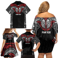 Aotearoa Maori Personalized Family Matching Off Shoulder Short Dress and Hawaiian Shirt Toitu Te Tiriti Ake! Ake! Ake!