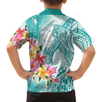 Polynesian Women's Day Wahine Hawaiian Shirt Plumeria Marble Glaze - Teal LT7 - Polynesian Pride