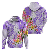 Polynesian Women's Day Wahine Zip Hoodie Plumeria Marble Glaze - Purple LT7 - Polynesian Pride