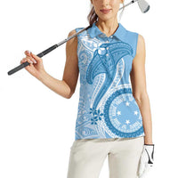 Micronesia FSM Women Sleeveless Polo Shirt Shark and Manta Classic Style