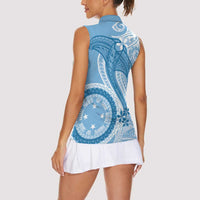Micronesia FSM Women Sleeveless Polo Shirt Shark and Manta Classic Style