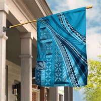 Pasifika Women's Day - Samoa Siapo Malu Tattoo Inspired Garden Flag Turquoise LT7 House Flag Turquoise - Polynesian Pride
