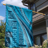 Pasifika Women's Day - Samoa Siapo Malu Tattoo Inspired Garden Flag Turquoise LT7 - Polynesian Pride