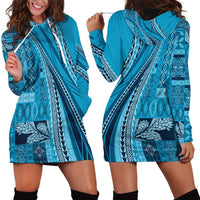Pasifika Women's Day - Samoa Siapo Malu Tattoo Inspired Hoodie Dress Turquoise