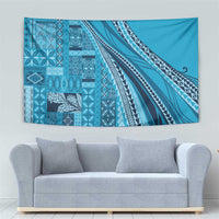 Pasifika Women's Day - Samoa Siapo Malu Tattoo Inspired Tapestry Turquoise