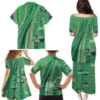 Pasifika Women's Day - Samoa Siapo Malu Tattoo Inspired Family Matching Puletasi and Hawaiian Shirt Jade