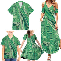 Pasifika Women's Day - Samoa Siapo Malu Tattoo Inspired Family Matching Summer Maxi Dress and Hawaiian Shirt Jade LT7 - Polynesian Pride