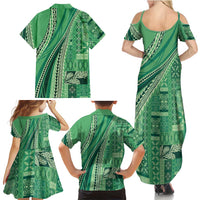Pasifika Women's Day - Samoa Siapo Malu Tattoo Inspired Family Matching Summer Maxi Dress and Hawaiian Shirt Jade LT7 - Polynesian Pride