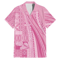 Pasifika Women's Day - Samoa Siapo Malu Tattoo Inspired Family Matching Mermaid Dress and Hawaiian Shirt Pink LT7 Dad's Shirt - Short Sleeve Pink - Polynesian Pride