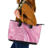 Pasifika Women's Day - Samoa Siapo Malu Tattoo Inspired Leather Tote Bag Pink LT7 Pink - Polynesian Pride