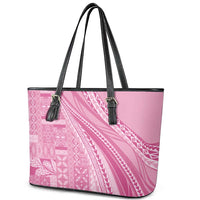 Pasifika Women's Day - Samoa Siapo Malu Tattoo Inspired Leather Tote Bag Pink LT7 - Polynesian Pride