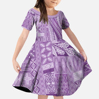 Pasifika Women's Day - Samoa Siapo Malu Tattoo Inspired Family Matching Tank Maxi Dress and Hawaiian Shirt Lavender LT7 Daughter's Dress Lavender - Polynesian Pride