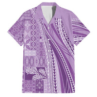 Pasifika Women's Day - Samoa Siapo Malu Tattoo Inspired Family Matching Tank Maxi Dress and Hawaiian Shirt Lavender LT7 Dad's Shirt - Short Sleeve Lavender - Polynesian Pride