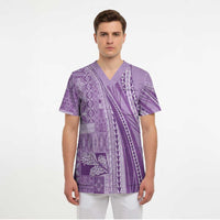 Pasifika Women's Day - Samoa Siapo Malu Tattoo Inspired Scrub Top Lavender