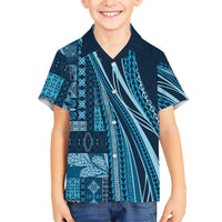 Pasifika Women's Day - Samoa Siapo Malu Tattoo Inspired Family Matching Summer Maxi Dress and Hawaiian Shirt Navy Blue