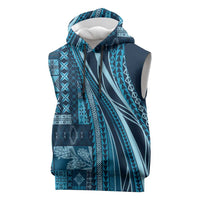 Pasifika Women's Day - Samoa Siapo Malu Tattoo Inspired Sleeveless Hoodie Navy Blue LT7 Navy Blue - Polynesian Pride