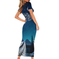 New Zealand Matariki Family Matching Short Sleeve Bodycon Dress and Hawaiian Shirt Starry Night Style
