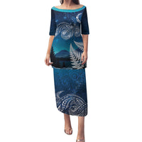New Zealand Matariki Puletasi Starry Night Style LT7 Long Dress Navy - Polynesian Pride