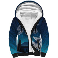 New Zealand Matariki Sherpa Hoodie Starry Night Style LT7 Unisex Navy - Polynesian Pride