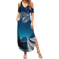 New Zealand Matariki Summer Maxi Dress Starry Night Style LT7 Women Navy - Polynesian Pride