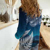 New Zealand Matariki Women Casual Shirt Starry Night Style