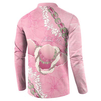 Hawaii Maui Island Flowers Lei Button Sweatshirt Lokelani Rose Pink LT7 - Polynesian Pride