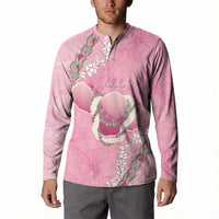 Hawaii Maui Island Flowers Lei Button Sweatshirt Lokelani Rose Pink LT7 - Polynesian Pride