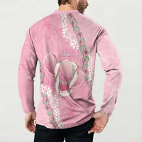 Hawaii Maui Island Flowers Lei Button Sweatshirt Lokelani Rose Pink LT7 - Polynesian Pride