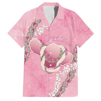 Hawaii Maui Island Flowers Lei Family Matching Mermaid Dress and Hawaiian Shirt Lokelani Rose Pink
